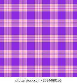 Plaid repeat pattern in purple.Colorful gingham checkered tartan seamless pattern.Geometric graphic vector illustration background design for fabric and print.