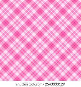 Plaid repeat pattern.Checkered tartan gingham seamless pattern in pink and white. Geometric graphic vector illustration background design for fabric and print.
