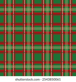 Plaid repeat pattern.Checkered tartan gingham seamless pattern in green and red. Geometric graphic vector illustration background design for fabric and print.