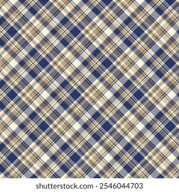 Plaid repeat pattern.Checkered tartan gingham seamless pattern in blue and brown. Geometric graphic vector illustration background design for fabric and prints.