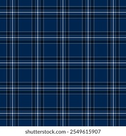 Plaid repeat pattern.Checkered tartan gingham seamless pattern in blue. Geometric graphic vector illustration background design for fabric and prints.