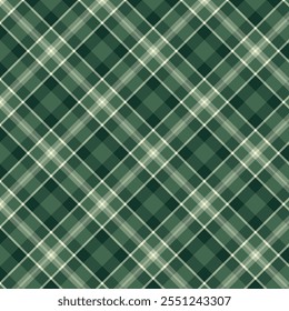 Plaid repeat pattern.Checkered tartan gingham seamless pattern in green and beige. Geometric graphic vector illustration background design for fabric and print.