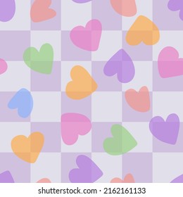 Plaid Retro Lavender Pattern 70s hearts seamless pattern