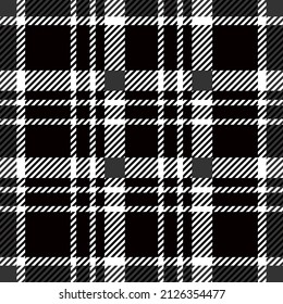 Plaid Scottish Pattern. Texture in black and white for shirts, clothes, dresses, bedding, blankets and other textile