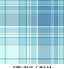 Up plaid seamless background, rag fabric tartan check. Folded texture textile pattern vector in cyan and light colors.