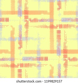 Plaid. Seamless Background with Stripes. Abstract Texture with Horizontal and Vertical Strokes. Scribbled Grunge Motif for Wallpaper, Cotton, Textile. Irish Ornament. Vector Texture.