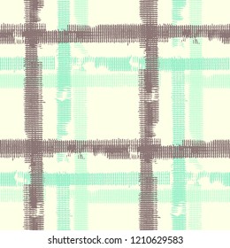 Plaid. Seamless Background with Stripes. Abstract Texture with Horizontal and Vertical Strokes. Scribbled Grunge Rapport for Wallpaper, Fabric, Print. Scottish Ornament. Vector Texture.