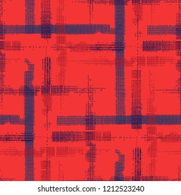 Plaid. Seamless Background with Stripes. Abstract Texture with Horizontal and Vertical Strokes. Scribbled Grunge Rapport for Chintz, Linen, Wallpaper. Irish Ornament. Vector Texture.