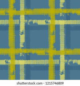 Plaid. Seamless Background with Stripes. Abstract Texture with Horizontal and Vertical Strokes. Scribbled Grunge Motif for Cotton, Print, Textile. Scottish Motiff. Vector Texture.