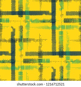 Plaid. Seamless Background with Stripes. Abstract Texture with Horizontal and Vertical Strokes. Scribbled Grunge Motif for Fabric, Cloth, Textile. Scottish Ornament. Vector Texture.