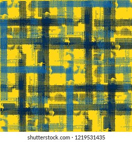 Plaid. Seamless Background with Stripes. Abstract Texture with Horizontal and Vertical Strokes. Scribbled Grunge Rapport for Calico, Print, Textile. Irish Ornament. Vector Texture.