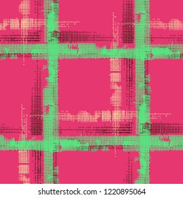 Plaid. Seamless Background with Stripes. Abstract Texture with Horizontal and Vertical Strokes. Scribbled Grunge Rapport for Print, Cloth, Textile. Scottish Motiff. Vector Texture.