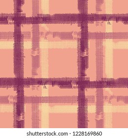 Plaid. Seamless Background with Stripes. Abstract Texture with Horizontal and Vertical Strokes. Scribbled Grunge Pattern for Calico, Print, Textile. Scottish Motiff. Vector Texture.