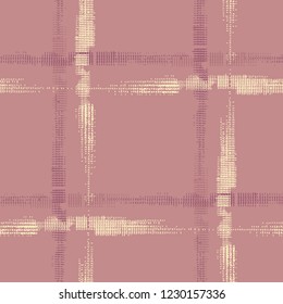 Plaid. Seamless Background with Stripes. Abstract Texture with Horizontal and Vertical Strokes. Scribbled Grunge Pattern for Dress, Paper, Tablecloth. Irish Ornament. Vector Texture.