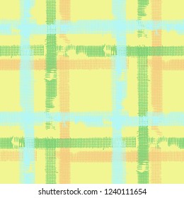 Plaid. Seamless Background with Stripes. Abstract Texture with Horizontal and Vertical Strokes. Scribbled Grunge Pattern for Print, Fabric, Textile.  Irish Ornament. Vector Texture.