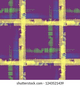 Plaid. Seamless Background with Stripes. Abstract Texture with Horizontal and Vertical Strokes. Scribbled Grunge Pattern for Print, Cloth, Textile. Scottish Ornament. Vector Texture.