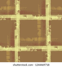 Plaid. Seamless Background with Stripes. Abstract Texture with Horizontal and Vertical Strokes. Scribbled Grunge Rapport for Wallpaper, Cotton, Textile. Scottish Ornament. Vector Texture.