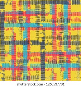 Plaid. Seamless Background with Stripes. Abstract Texture with Horizontal and Vertical Strokes. Scribbled Grunge Rapport for Print, Cloth, Fabric. Scottish Motiff. Vector Texture.