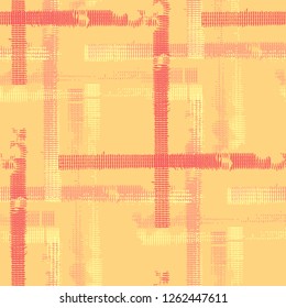 Plaid. Seamless Background with Stripes. Abstract Texture with Horizontal and Vertical Strokes. Scribbled Grunge Pattern for Chintz, Linen, Paper. Irish Ornament. Vector Texture.