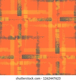 Plaid. Seamless Background with Stripes. Abstract Texture with Horizontal and Vertical Strokes. Scribbled Grunge Motif for Chintz, Linen, Wallpaper. Irish Ornament. Vector Texture.