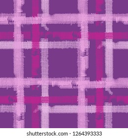 Plaid. Seamless Background with Stripes. Abstract Texture with Horizontal and Vertical Strokes. Scribbled Grunge Pattern for Wallpaper, Fabric, Print. Scottish Ornament. Vector Texture.