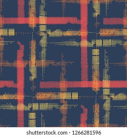Plaid. Seamless Background with Stripes. Abstract Texture with Horizontal and Vertical Strokes. Scribbled Grunge Motif for Print, Fabric, Textile. Scottish Motiff. Vector Texture.