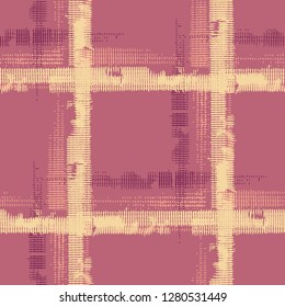 Plaid. Seamless Background with Stripes. Abstract Texture with Horizontal and Vertical Strokes. Scribbled Grunge Rapport for Chintz, Curtain, Paper. Scottish Ornament. Vector Texture.