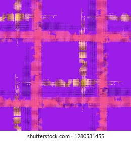 Plaid. Seamless Background with Stripes. Abstract Texture with Horizontal and Vertical Strokes. Scribbled Grunge Pattern for Calico, Print, Textile. Irish Ornament. Vector Texture.