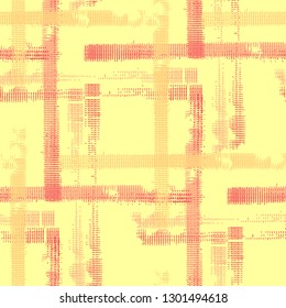 Plaid. Seamless Background with Stripes. Abstract Texture with Horizontal and Vertical Strokes. Scribbled Grunge Motif for Dress, Curtain, Tablecloth. Irish Ornament. Vector Texture.