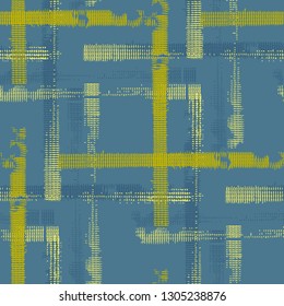 Plaid. Seamless Background with Stripes. Abstract Texture with Horizontal and Vertical Strokes. Scribbled Grunge Motif for Cotton, Calico, Textile. Scottish Motiff. Vector Texture.
