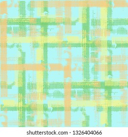 Plaid. Seamless Background with Stripes. Abstract Texture with Horizontal and Vertical Strokes. Scribbled Grunge Motif for Linen, Paper, Tablecloth. Scottish Ornament. Vector Texture.