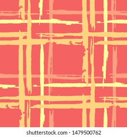 Plaid. Seamless Background with Stripes. Abstract Texture with Horizontal and Vertical Dry Brush Strokes. Scribbled Grunge Rapport for Linen, Paper, Tablecloth. Irish Ornament. Vector Texture.