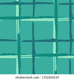 Tapado. Fondo sin soldadura con franjas. Textura abstracta con pinceles horizontales y verticales. Moto de Grunge con grillos para Chintz, Cortina, Papel. Motiff escocés. Textura vectorial.