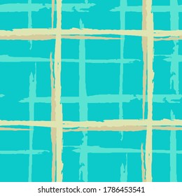Plaid. Seamless Background with Stripes. Abstract Texture with Horizontal and Vertical Brush Strokes. Scribbled Grunge Motif for Wallpaper, Fabric, Print. Irish Ornament. Vector Texture.