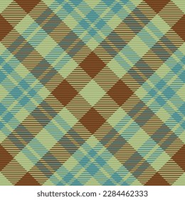 Geplantes nahtloses Gewebe. Tartan-Mustervektor. Textur prüfen Stoffhintergrund in orangefarbenen und türkisfarbenen Farben.