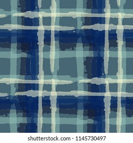 Plaid. Seamless Grunge Background with Hand Painted Crossing Stripes for Wallpaper, Linen, Cloth. Rustic Check Texture. Vector Seamless Plaid. Scottish 
Ornament