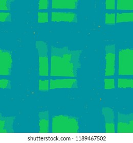 Plaid. Seamless Grunge Background with Hand Painted Crossing Stripes for Wallpaper, Linen, Sportswear. Rustic Check Texture. Vector Seamless Plaid. Scottish Ornament