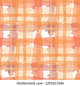 Plaid. Seamless Grunge Background with Hand Painted Crossing Lines for Print, Linen, Cloth. Rustic Check Texture. Vector Seamless Kilt Texture.