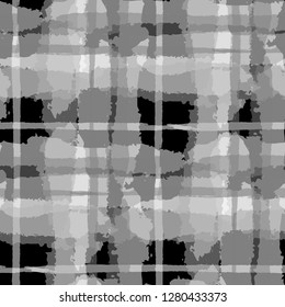 Plaid. Seamless Grunge Pattern with Hand Painted Crossing Brush Strokes for Print, Upholstery, Cloth. Rustic Check Texture. Vector Seamless Tartan.