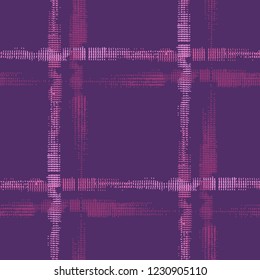 Plaid. Seamless Grunge Stripes. Abstract Texture with Horizontal and Vertical Strokes. Scribbled Grunge Motif for Chintz, Linen, Wallpaper. Scottish Motiff. Vector Texture.