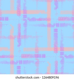Plaid. Seamless Grunge Stripes. Abstract Texture with Horizontal and Vertical Strokes. Scribbled Grunge Pattern for Chintz, Linen, Wallpaper. Scottish Motiff. Vector Texture.