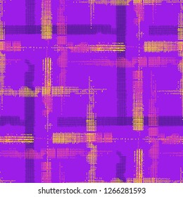 Plaid. Seamless Grunge Stripes. Abstract Texture with Horizontal and Vertical Strokes. Scribbled Grunge Pattern for Chintz, Linen, Paper. Irish Ornament. Vector Texture.