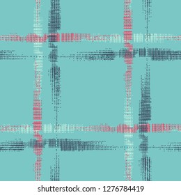 Plaid. Seamless Grunge Stripes. Abstract Texture with Horizontal and Vertical Strokes. Scribbled Grunge Rapport for Chintz, Curtain, Paper. Irish Ornament. Vector Texture.