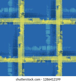 Plaid. Seamless Grunge Stripes. Abstract Texture with Horizontal and Vertical Strokes. Scribbled Grunge Rapport for Wallpaper, Print, Textile. Scottish Ornament. Vector Texture.