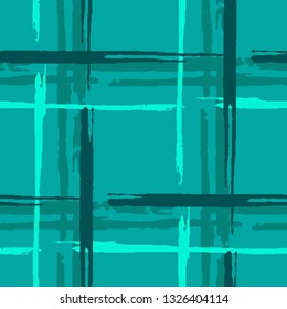 Plaid. Seamless Grunge Stripes. Abstract Texture with Horizontal and Vertical Brush Strokes. Scribbled Grunge Rapport for Cotton, Calico, Textile. Scottish Ornament. Vector Texture.