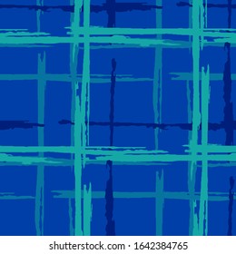 Plaid. Seamless Grunge Stripes. Abstract Texture with Horizontal and Vertical Dry Brush Strokes. Scribbled Grunge Motif for Wallpaper, Print, Textile. Scottish Motiff. Vector Texture.