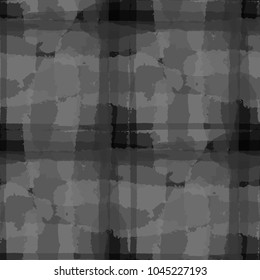 Plaid. Seamless Grunge Texture with Hand Painted Crossing Stripes for Print, Linen, Cloth. Rustic Check Texture. Vector Seamless Plaid Texture.