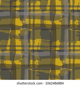 Plaid. Seamless Grunge Texture with Hand Painted Crossing Brush Strokes for Print, Upholstery, Cloth. Rustic Check Texture. Vector Seamless Plaid. Scottish 
Ornament