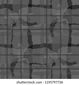 Plaid. Seamless Grunge Texture with Hand Painted Crossing Lines for Print, Upholstery, Textile. Rustic Check Texture. Vector Seamless Kilt Texture. Scottish Ornament