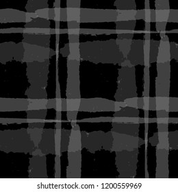 Plaid. Seamless Grunge Texture with Hand Painted Crossing Lines for Print, Linen, Cloth. Rustic Check Texture. Vector Seamless Tartan.